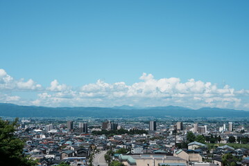 Obraz premium さざえ堂から見た会津若松市の風景