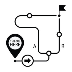 Product roadmap with crossroads decision. Roadmap design concept. Project development. Vector image, EPS10