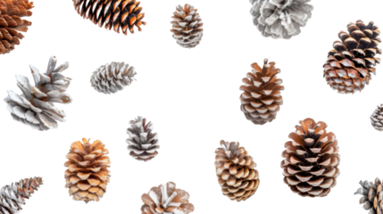 Pine cone set on transparent background 