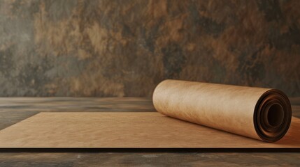 Fototapeta premium Brown paper roll on display with space for text
