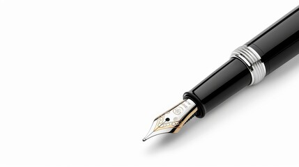 Fototapeta premium Elegant fountain pen with a delicately carved nib, on a clean, isolated background, offering space for text or branding