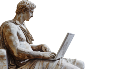 Greek sculpture on transparent background