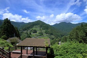 展望所と落合集落　夏　(徳島県　東祖谷）