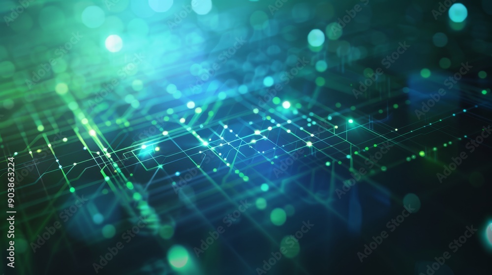 Poster abstract futuristic digital network with glowing lines and nodes representing connectivity and techn
