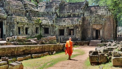 Cambodia. Ta Prohm is the modern name of the temple in Siem Reap, Cambodia, built in the Bayon style largely in the late 12th and early 13th centuries and originally called Rajavihara.
