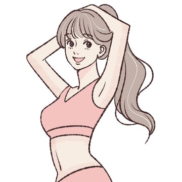 woman in pink sportswear smiling clip art preview