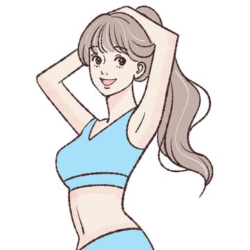 woman in blue activewear smiling clip art preview