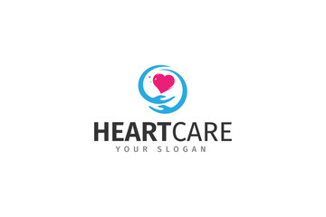 Heart care logo template for health and medical