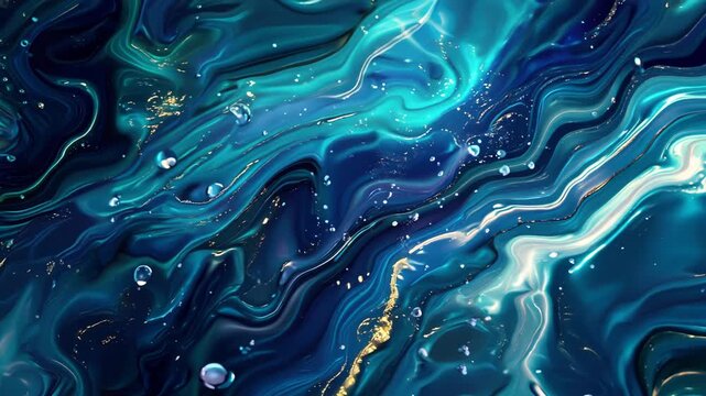 Abstract Blue And Gold Liquid Background