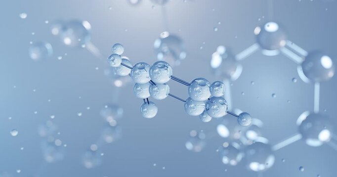 Niacin, rotating 3D model of vitamer of vitamin b3, seamless looped video, molecular structure with selective focus