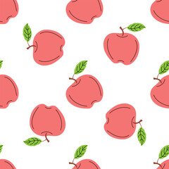 Vector flat style fruit , apple Illustration. Seamless pattern.