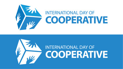 International day of cooperation. Vector illustration of box and palm. Suitable for banners, web etc