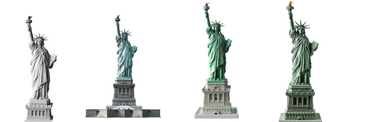 set of statue of liberty on isolated transparent background