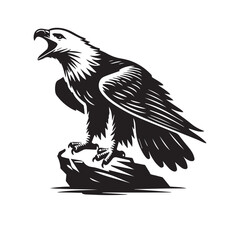 Obraz premium Red-tailed hawk Silhouette, Eagle Clipart, Eagle calling out vector illustration