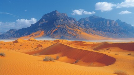 Naklejka premium Desert Landscape with Mountains