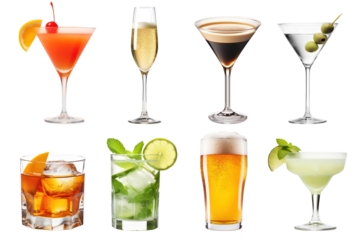 PNG cocktail drink element set, transparent background