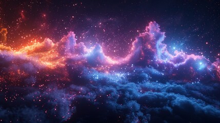 Fototapeta premium Cosmic Nebula with Glowing Clouds