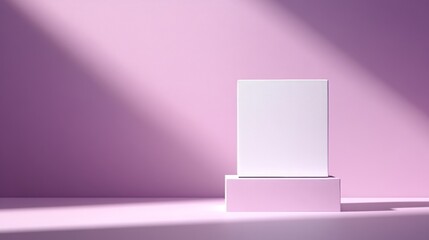white cube isolated on purple background. Monochrome color scheme emphasizes the shape and form of the cube, creating a simple and eye-catching image.
