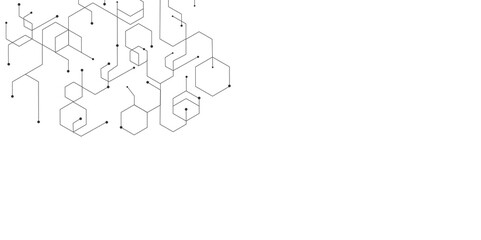 Technology black hexagon diagram concept. Vector abstract technology on a white background.