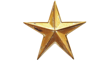 Gold star on transparent background 