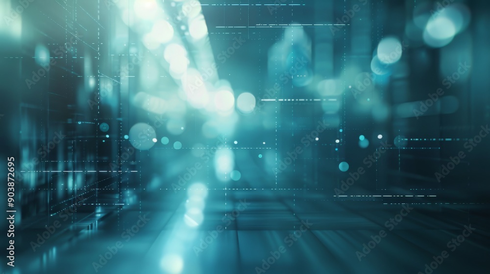 Poster this bokeh digital background suits futuristic and tech themes with its light effects and abstract d