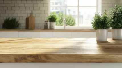 Fototapeta premium Background of Wood Tabletop Counter in Kitchen