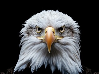 Obraz premium Close-up of an eagle's head on a black background