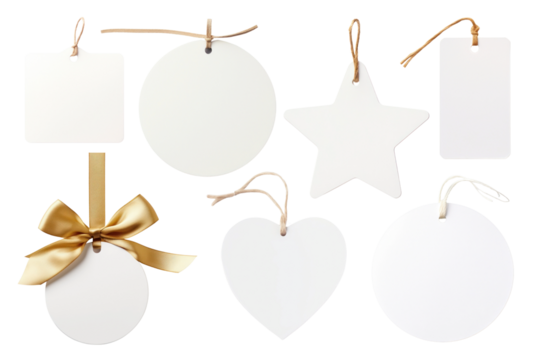 Gift label tag png element set, transparent background