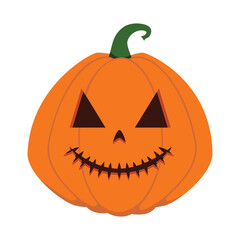 Funny Halloween orange pumpkin - Jack o'lantern. Vector illustration isolated on a white background