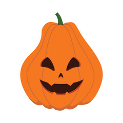 Funny Halloween orange pumpkin - Jack o'lantern. Vector illustration isolated on a white background