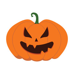 Funny Halloween orange pumpkin - Jack o'lantern. Vector illustration isolated on a white background