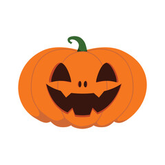 Funny Halloween orange pumpkin - Jack o'lantern. Vector illustration isolated on a white background