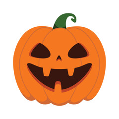 Funny Halloween orange pumpkin - Jack o'lantern. Vector illustration isolated on a white background