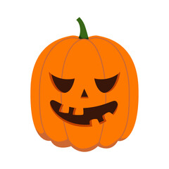 Funny Halloween orange pumpkin - Jack o'lantern. Illustration on transparent background