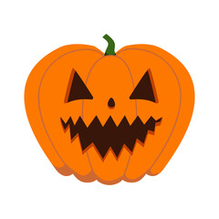 Funny Halloween orange pumpkin - Jack o'lantern. Illustration on transparent background