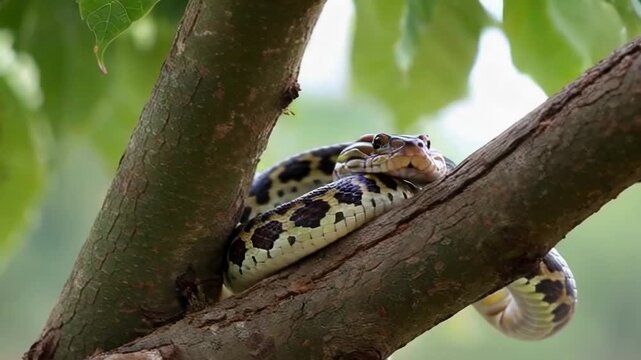 Resting Snake on a Tree Branch