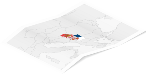 Isometric Map of Serbia with Flag