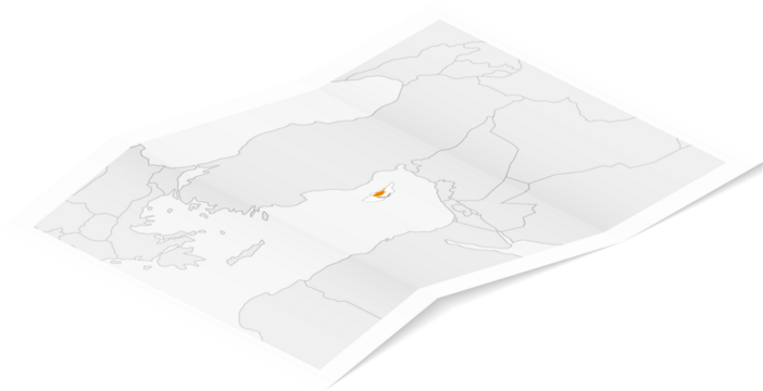 Isometric Map of Cyprus with Flag