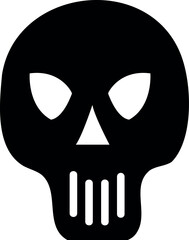 Flat isolated black skull. Cartoon skull illustration vector.