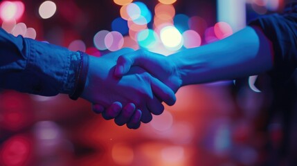 Two individuals shaking hands, representing a professional partnership or agreement