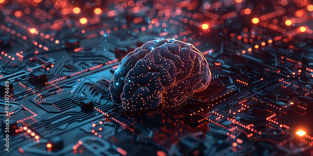 Poster the process of machine learning in which artificial intelligence, deep data analysis and machine lea