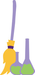 Flat isolated tches broom. Cartoon broomstick illustration vector.