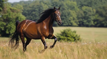 Fototapeta premium Arabian Horse - Emotion and Freedom of Equestrian Beauty in High Gold Fields