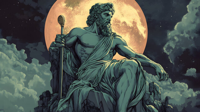 Greek God Uranus illustration, Uranus, the personification of the sky and one of the Greek primordial deities