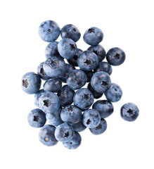 Fresh blueberry isolated on white background. Bilberry or whortleberry berries. Clipping path. Top view.