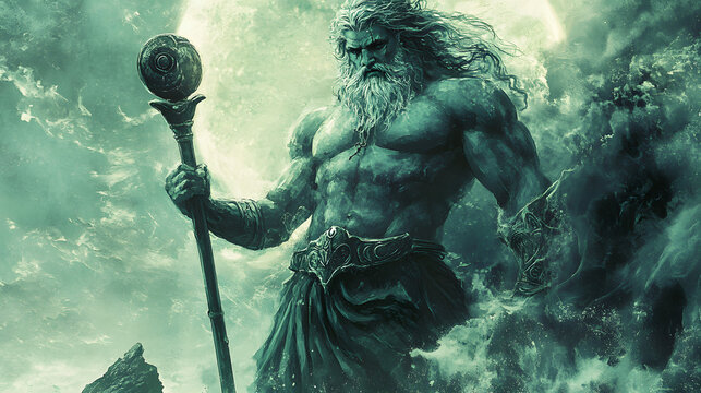 Greek God Uranus illustration, Uranus, the personification of the sky and one of the Greek primordial deities