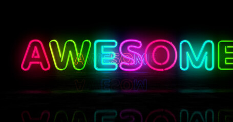 Awesome and unique neon light 3d illustration