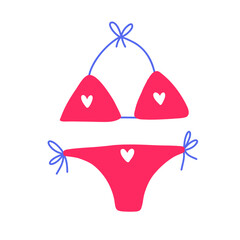 A cute pink summer bikini on a white background. 
