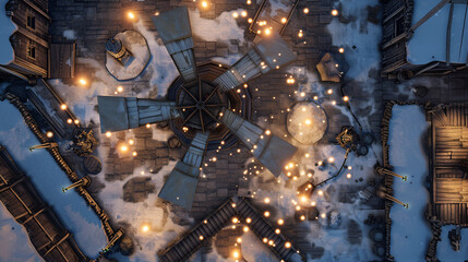 Christmas Battle Map - DnD, RPG Map for Dungeons and Dragons, Game Background, Top View, Winter