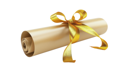 Gold diploma on transparent background